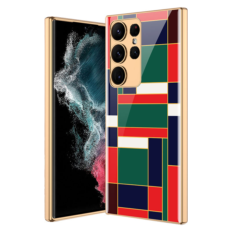 GKK For Samsung Galaxy S23 Ultra Tempered Glass Phone Case TPU PC Anti-Scratch Pattern Printing Electroplated Cover GKK For Samsung Galaxy S23 Ultra Tempered Glass Phone Case TPU PC Anti-Scratch Pattern Printing Electroplated Cover